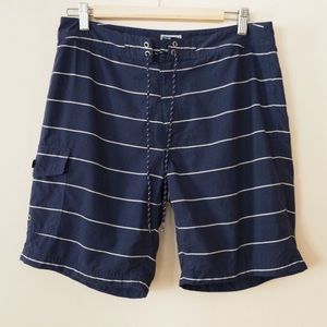 J Crew Navy Striped Swim Trunks